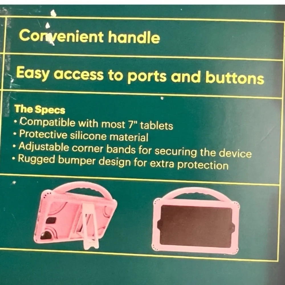 NWT Onn Protect Pink Shock Absorbing Universal 7” Tablet Case Handle & Kickstand